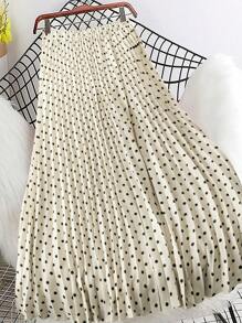 Rometta 大码缎面圆点百褶裙