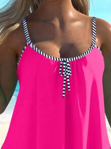 Swim Lushoire Women's Holiday Beach Spaghetti Strap Tankini Set For Summer Beach Vacation