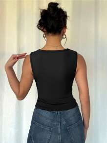 Calvaya French Stylish Hollow Out Knit Tank Top, Designed With Elegant Vibe, Sleeveless Blouse