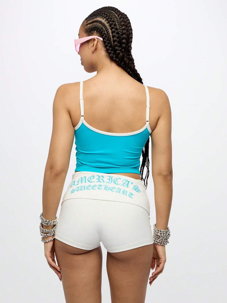 SUMWON Athletic Booty Shorts High Rise Compression Workout PerFormance Training Dance Running Summer Sports Fitted Short With Stylish Text Graphics