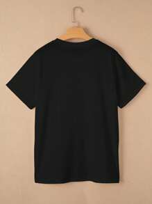 Flirla Branded Brown Short Plus Size Round Neck T-Shirt With Cute, Fashionable, Sexy Printed Pattern Front Design, Comfortable Casual Home Wear For Women, Spring/Summer - Black - View 2