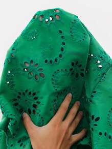 Aveloria Rosie 复古民族风格 Vnedk 蝴蝶结领带磨损下摆刺绣宽松长袖衬衫节日派对服装纽扣衬衫女式波西米亚风度假时尚风格，适合春秋季 - 綠色 - 查看 7