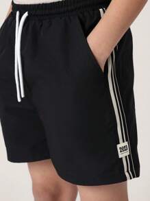 SUMWON Athletic Performance Boys Shorts With Side Stripes, Jogger Style Youth Sports Running Training Workout Casual Summer Shorts With Elastic Waistband Pockets School Gym Activewear