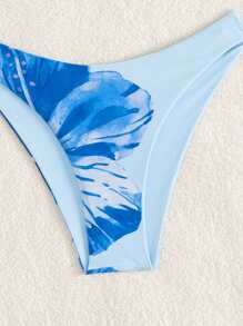 Swim Mod Conjunto de top halter sin espalda con estampado multicolor y Bottom de bikini estampada lindo para vacaciones de primavera - Multicolor - Ver 6