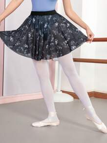 Dansine Women Close-Fitting Ballet Leotard Adult Gymnastics Dancing Skirt, A-Line Print High Waist Women's Spring/Summer Leotard Ballet Costume & Umbrella Skirt