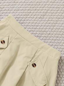 SHEIN 3 件套 青少年女孩鱼网短款上衣、吊带背心和百褶裙套装 - 杏色 - 查看 3