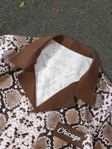 Manfinity EMRG Men's Simple Fashion Snake Pattern Casual Everyday  Vintage Shirts Men - Multicolor - View 3