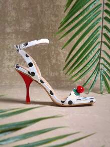 SHUZIA Ladies Polka Dot Stiletto Heels With Cherry Decor Wedding Shoes Summer Shoes - Multicolor - View 5