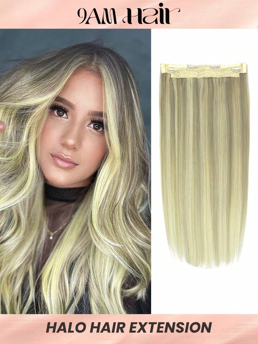 Halo Invisible Wire Human Hair Extensions With Transparent Headband Adjustable Size Removable Secure Clips Hair Extensions - S18/613 - View 1