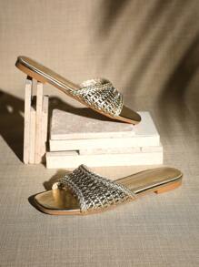 SHUZIA Dép đế bằng thoải mái giản dị thời trang dành cho nữ - Vàng - Xem 7