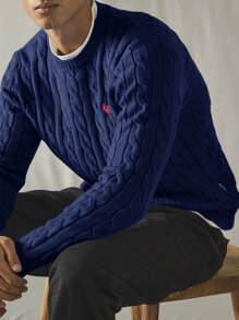 SWAVVY 男士休闲宽松长袖针织毛衣，适合秋冬日常穿着、学校、粗针织