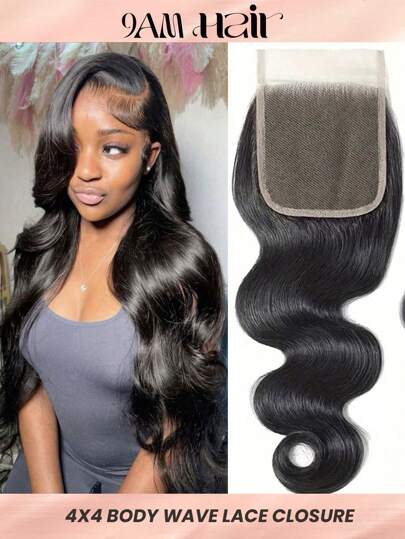 4x4 透明波浪蕾丝假发 预拔雷米真人发 纯手工绑扎 4x4 蕾丝前部 自然色 百搭 适合所有肤色 8-22 英寸