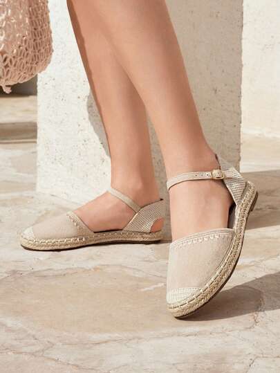 Styleloop Apricot Suede Embroidered Rope Round Toe Flat Casual Shoes, Suitable For Vacation, Party, Date, Bohemian, Western, Music Festival, Party Outfit