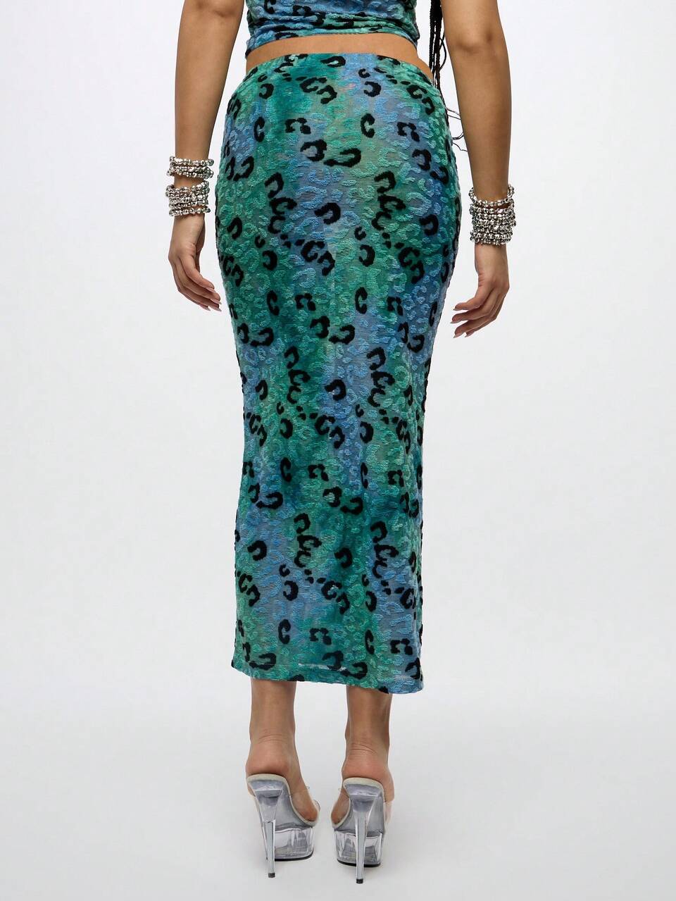 SUMWON WOMEN Mesh Maxi Skirt With Cheetah Print Pattern