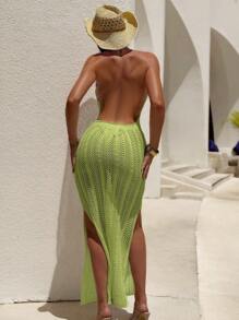 SHEIN Swim 女士露背镂空修身罩衫连衣裙