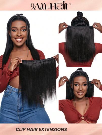 1pc Straight 12 Inch Natural Black Hair Piece Middle Part Top Hair Extension Human Hair Double Weft Daily Use For Thin Hair Top Quality Clip Ins Hair Extensions
