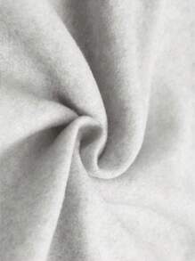 SHEIN 女士休闲字母印花落肩连帽衫，适合秋冬季、毕业典礼、教师、返校套头衫 - 淺灰色 - 查看 4