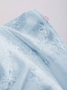 Sweetra Women's Sweet French Style Pink Jacquard Double Ruffle Hem Mini Skirt, For Spring/Summer - Blue - View 6