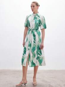 Aveloria Modichic 女士印花灯笼袖连衣裙度假服装女士