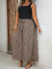 EMERY ROSE Dalmatian Print Wide Leg Belted Jumpsuit - Multicolor - View 7