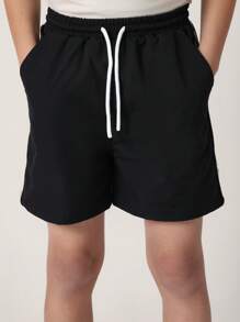 SUMWON Athletic Performance Boys Shorts With Side Stripes, Jogger Style Youth Sports Running Training Workout Casual Summer Shorts With Elastic Waistband Pockets School Gym Activewear