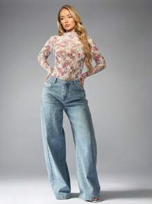 MISSGUIDED Blusa elegante de estilo victoriano vintage con cuello alto, manga larga, encaje floral, transparente y vaporosa para ocasiones especiales, fiestas, eventos y bodas - Multicolor - Ver 5