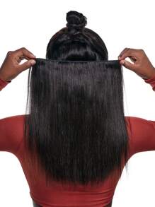 1pc Straight 12 Inch Natural Black Hair Piece Middle Part Top Hair Extension Human Hair Double Weft Daily Use For Thin Hair Top Quality Clip Ins Hair Extensions - S1 - View 7