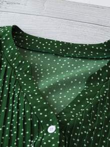 SHEIN CURVE+ 女式加大码碎花方领泡泡袖褶饰荷叶边下摆休闲度假上衣 - 彩色 - 查看 3