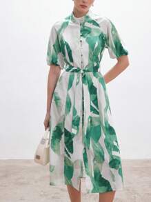 Aveloria Modichic 女士印花灯笼袖连衣裙度假服装女士