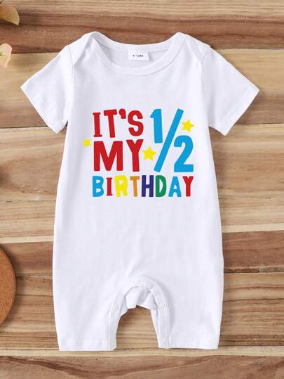 Toddler Boys' Cute Letter Printed Short Sleeve Romper, Summer