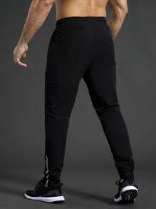Gym Rark Men's Letter Print Drawstring Waist Tapered Leg Sports Pants Sweat Pants - Black - View 4