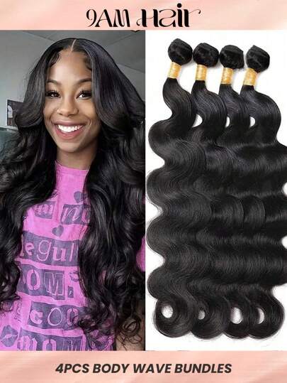 4pcs Body Wave Natural Black Virgin Human Hair Bundles Extension 8-30 Inch Weave Bundles For Women