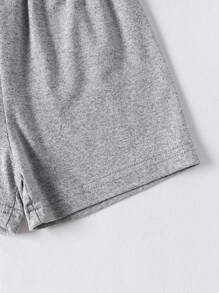 SHEIN Baby Boy Mother's Day Simple Cute Letter Slogan Print Tank Top And Shorts Set, Summer - Multicolor - View 4