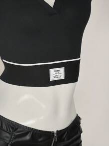 SHEIN ICON Camiseta corta de manga corta sencilla y casual con patchwork