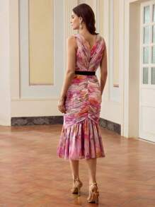 ZEYLAH Gerafftes Kleid mit Blume Muster