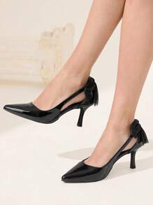 CUCCOO CHICEST Pointed Toe Stiletto Heel Butterfly Decor Versatile Women High Heel Pumps - Black - View 4