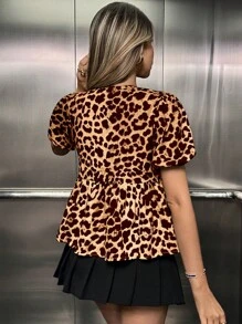 Chiquease 女士休闲豹纹衬衫，夏季、毕业典礼、通勤皆宜。 - 彩色 - 查看 2