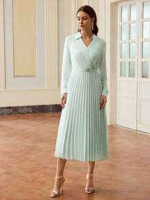 ZEYLAH 插肩袖百褶休闲连衣裙，简约时尚，适合夏季 - 綠色 - 查看 7