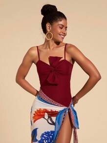 Travachic Damen tropisches Muster Bademode Set mit Rock als Cover-Up, verstellbare Träger Einteiliger Badeanzug mit Blumen Muster, figurbetont lässiger Stil, Sommer Strandurlaub, rückenfrei, hochbundiges Strandmode, Strandoutfit für Damen, sexy, Sommer Outfits für Frauen, für Strandurlaub im Sommer, Boho, Urlaub, Leinen, Häkelei