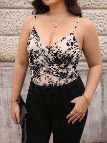 大码女式印花荷叶边无袖上衣，夏季女式度假上衣，适合锐舞派对、音乐节等场合，休闲百搭，春季女式上衣，女士衬衫，母亲节礼物 - 彩色 - 查看 5