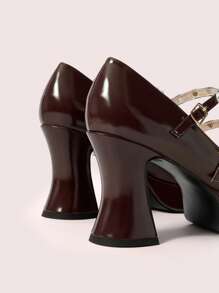 CUCCOO DOLLMOD Women's Black High Heel Platform Mary Jane Shoes, Lolita Style, Cute Increase Height Footwear