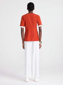 TaskEZ Ensemble de tenue de travail infirmière avec Top à manches courtes et pantalon de couleur contrastée, vêtements de travail pour femmes, grandes tailles, deux pièces