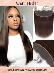 Transparent 13*4 Ear To Ear Lace Frontal Closure #2 Color Dark Brown Long Straight Remy Unprocessed Frontal Human Hair - S2 - View 1