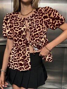 Chiquease 女士休闲豹纹衬衫，夏季、毕业典礼、通勤皆宜。 - 彩色 - 查看 5