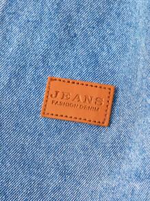 SHEIN Mirajuku Tween Boy Casual Street Fashion Distressed Wash Denim Hooded Jacket, Versatile Denim Top Chic Outfits For Autumn/Winter