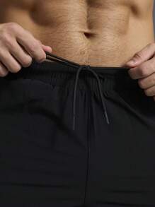 Gym Rark Men's Letter Print Drawstring Waist Tapered Leg Sports Pants Sweat Pants - Black - View 3