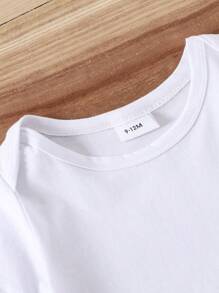 Toddler Boys' Cute Letter Printed Short Sleeve Romper, Summer - White - View 3