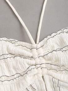 Sweetra Women's New Sexy Backless Front Slit Pleated Tube Top With Tie Strap