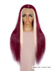 Transparent Lace Straight 13*4 Lace Front Colored Human Hair Wigs 180% 22-28 Inch 99J/613 Highlight Natural Hairline Daily Use Silky For Women Sport Vacation Travel Festival Outdoor Cosplay Campus Beach Fashion For Women Free Shipping Halloween Hair Sexy Lingerie Women Halloween Costume Kpop Hunter Free Gifts Extension - S99JB/613 - View 3