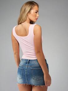 MISSGUIDED Gân xe tăng Bodysuit Cổ điển Cổ vuông Không tay Hàng đầu Cơ bản Co giãn Một mảnh Mùa hè Mùa xuân Giản dị Hàng ngày Thiết yếu Đa năng Thể thao Mặc Yoga Khiêu vũ Thể dục - Hồng - Xem 2